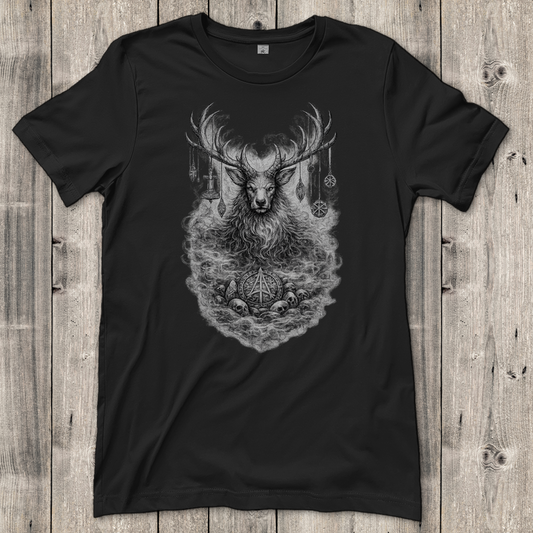 Damen T-Shirt Majestätischer Hirsch mit nordischen Talismanen