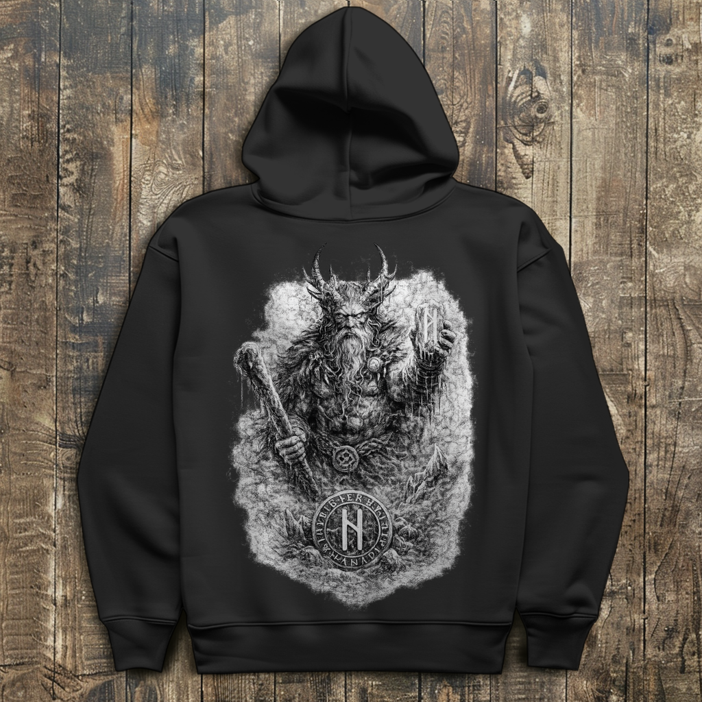 Herren Hoodie Kämpfer mit Runenstein und Schläger