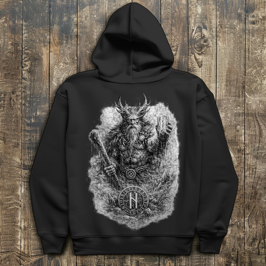 Herren Hoodie Kämpfer mit Runenstein und Schläger