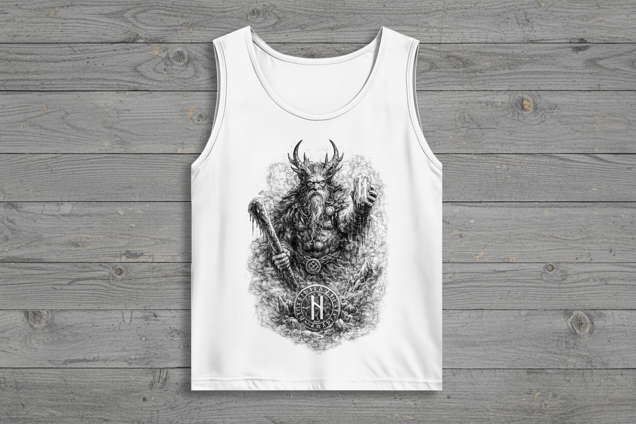 Herren Basic Tank Top Kämpfer mit Runenstein und Schläger