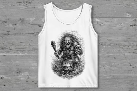 Herren Basic Tank Top Monströser Troll vor dampfendem Kessel