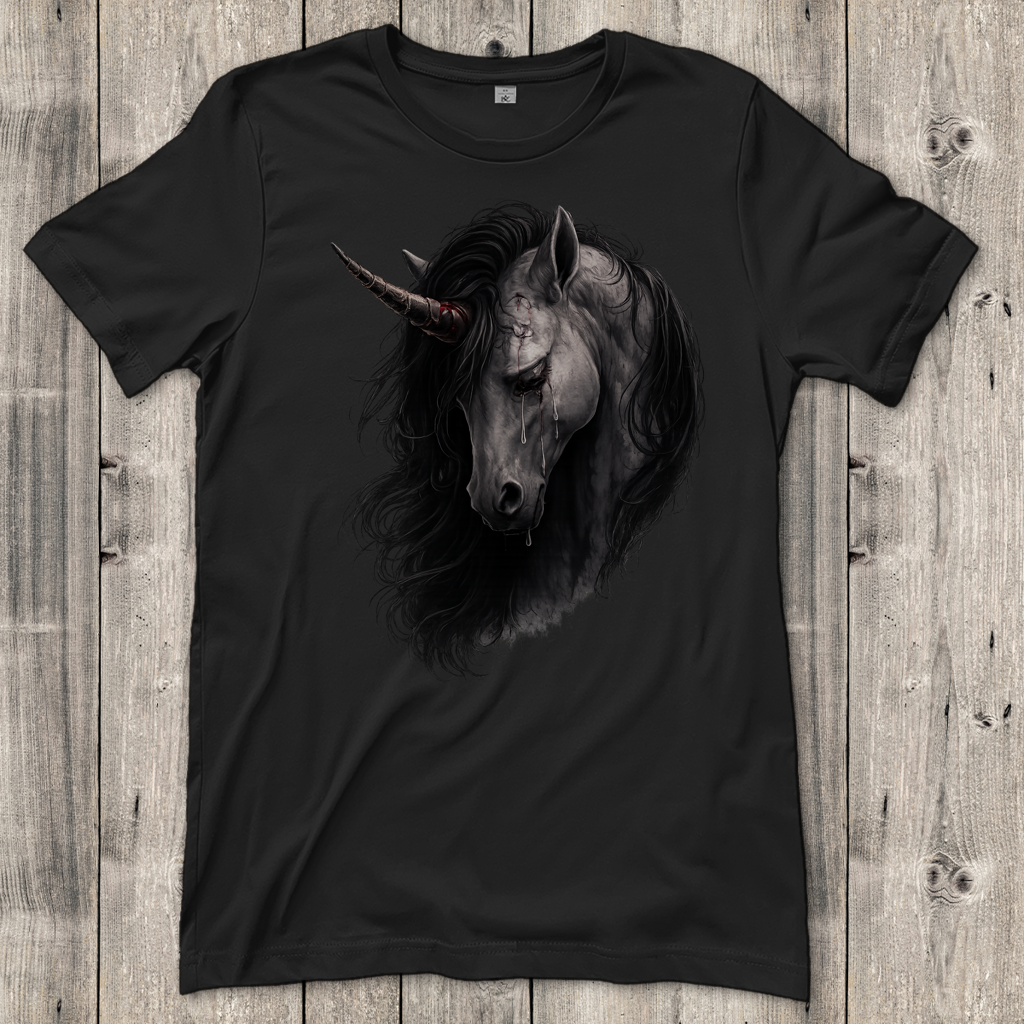Damen T-Shirt Einhorn in tiefem Schmerz