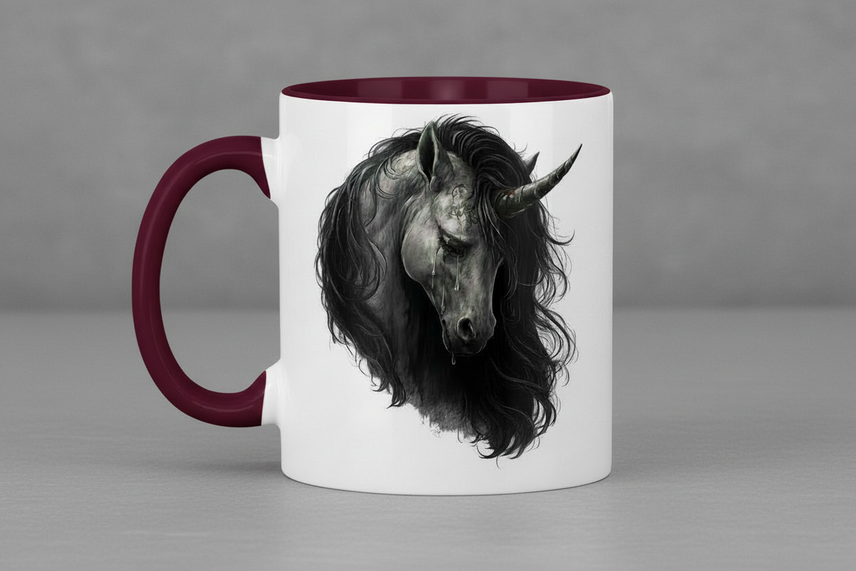 Tasse zweifarbig Einhorn in tiefem Schmerz