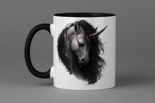 Tasse zweifarbig Einhorn in tiefem Schmerz