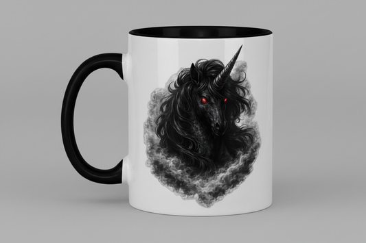 Tasse zweifarbig Dunkler Einhornfluch im Rauch