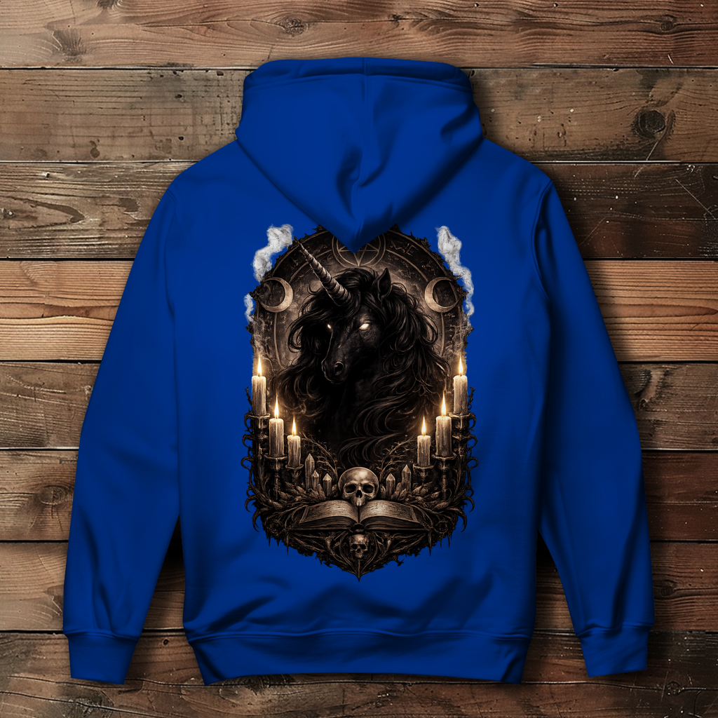 Damen Hoodie Dunkler Einhornzauber mit okkulten Symbolen