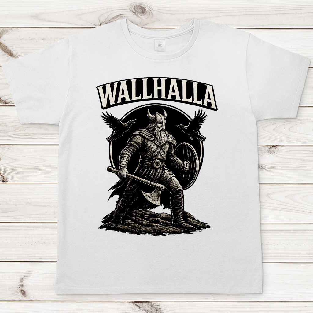 Herren T-Shirt Viking Krieger mit Ravens und Axt