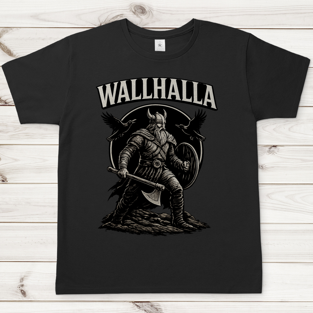 Herren T-Shirt Viking Krieger mit Ravens und Axt