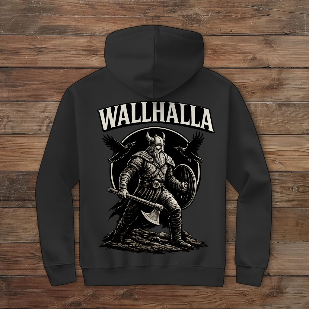 Herren Zipper Hoodie Viking Krieger mit Ravens und Axt