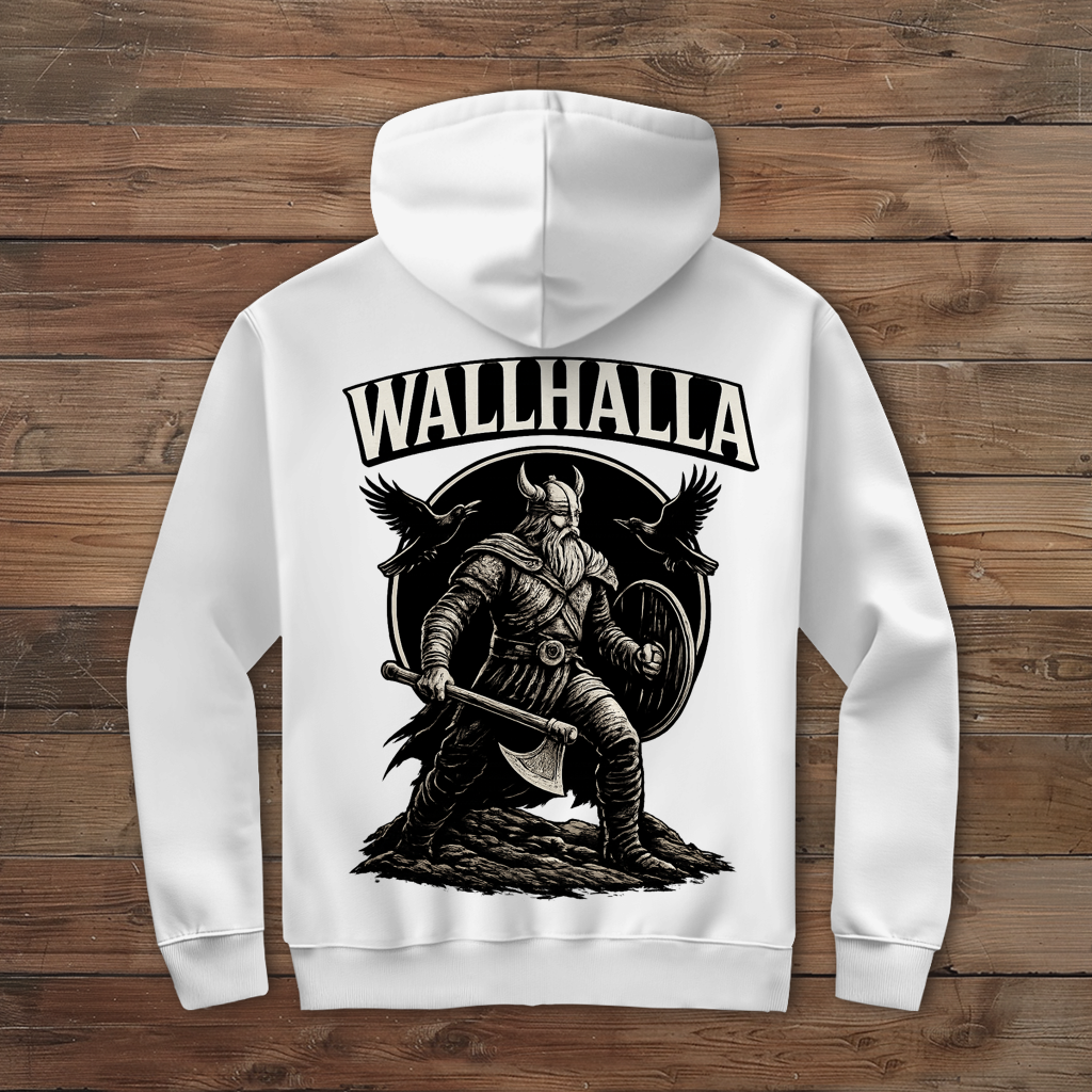 Herren Zipper Hoodie Viking Krieger mit Ravens und Axt
