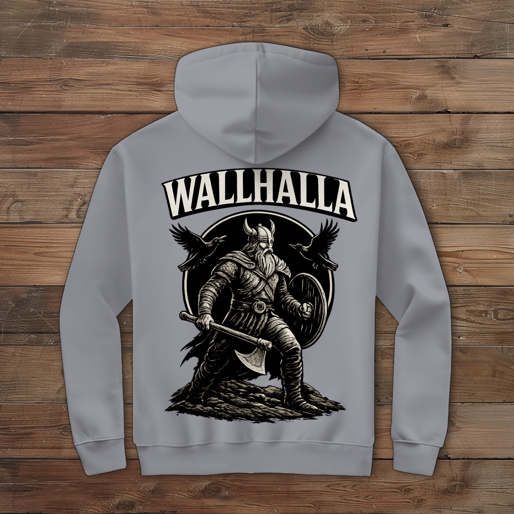 Herren Zipper Hoodie Viking Krieger mit Ravens und Axt