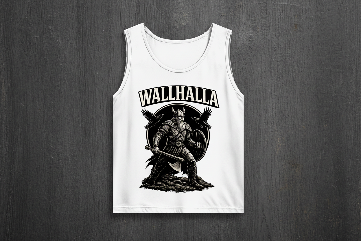 Herren Basic Tank Top Viking Krieger mit Ravens und Axt