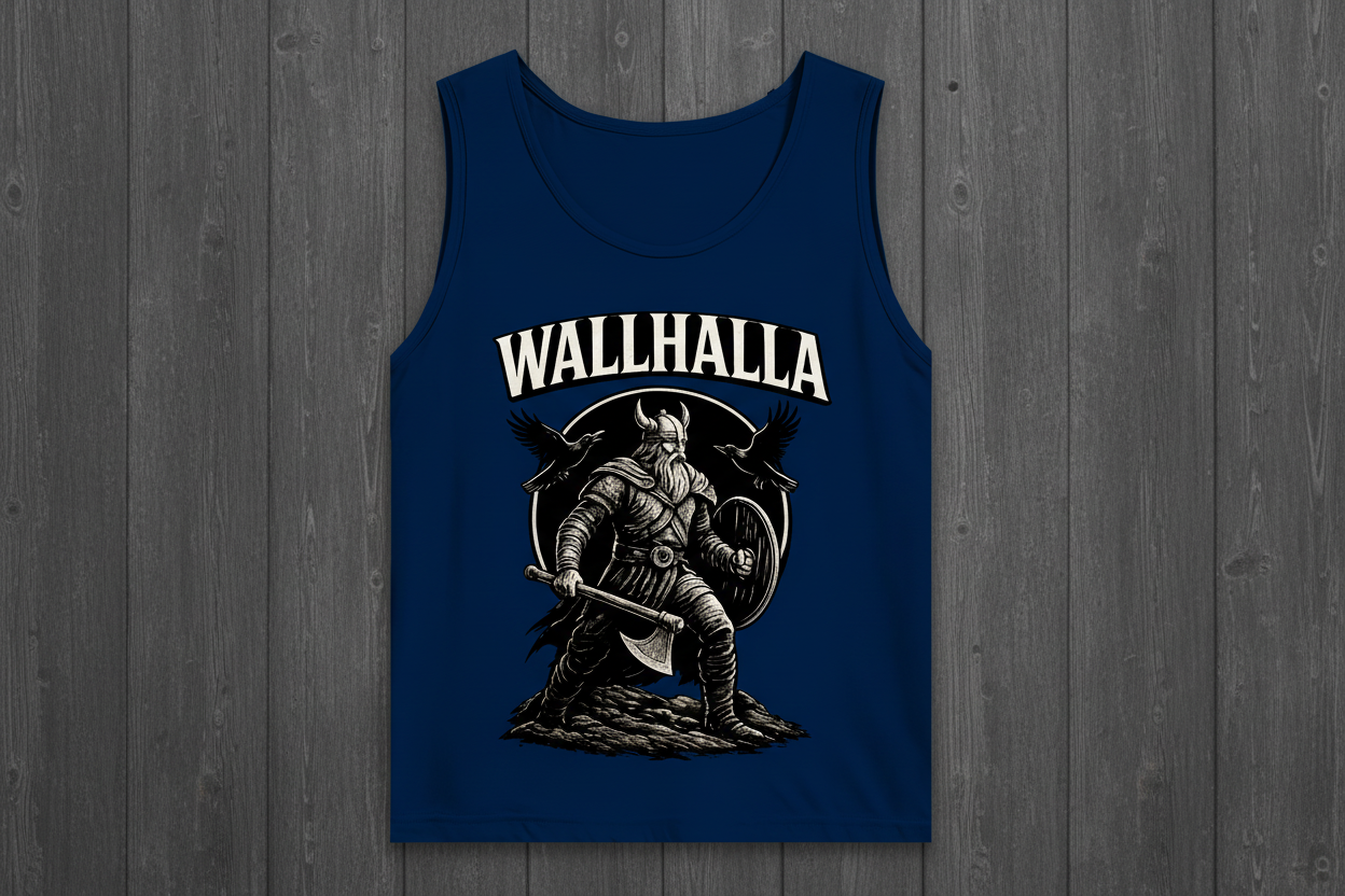 Herren Basic Tank Top Viking Krieger mit Ravens und Axt