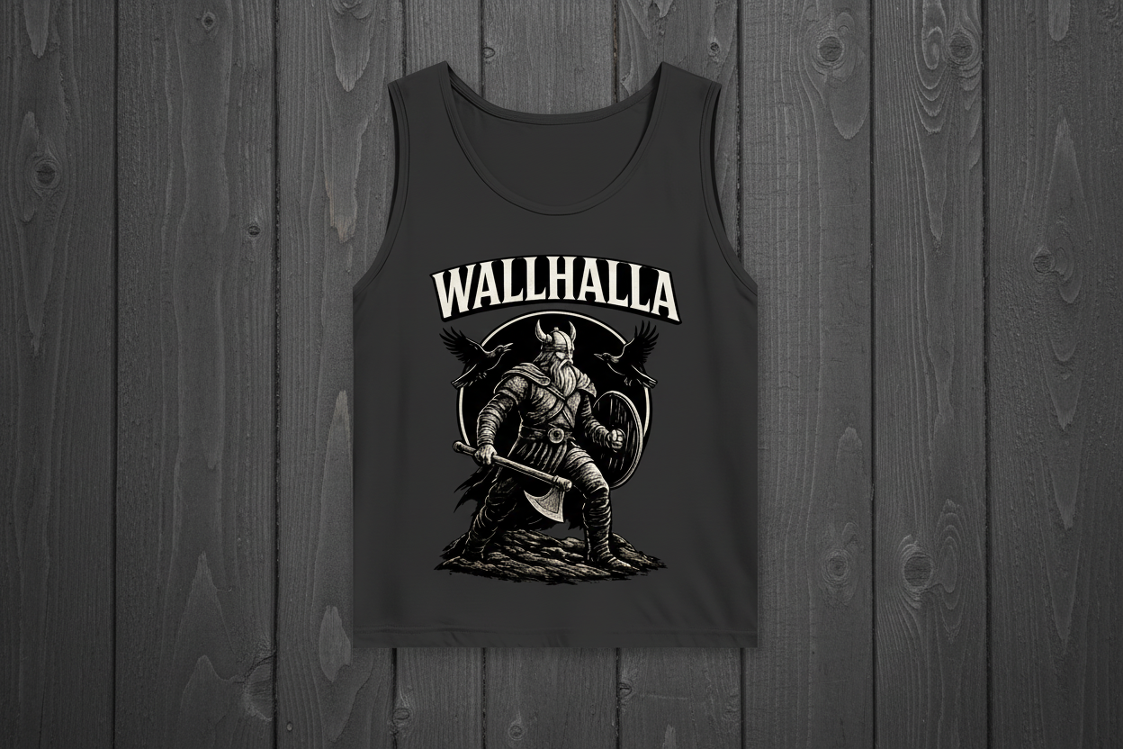 Herren Basic Tank Top Viking Krieger mit Ravens und Axt