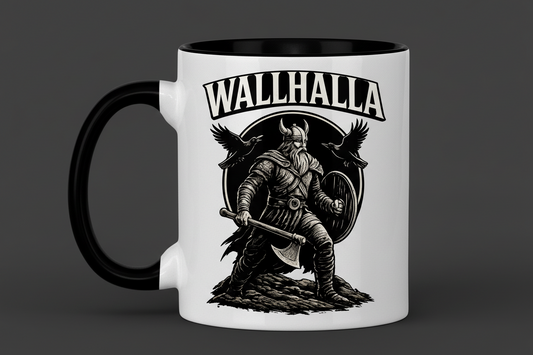 Tasse zweifarbig Viking Krieger mit Ravens und Axt