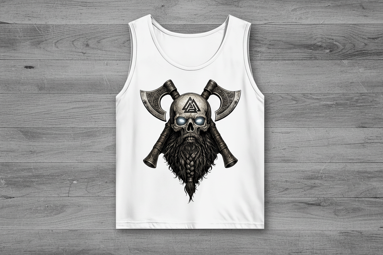 Herren Basic Tank Top Vikinger Schädelsymbol mit Äxten