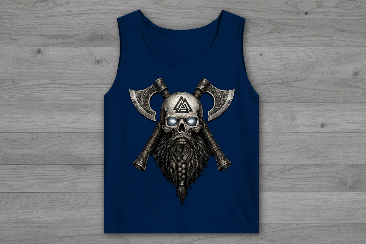 Herren Basic Tank Top Vikinger Schädelsymbol mit Äxten