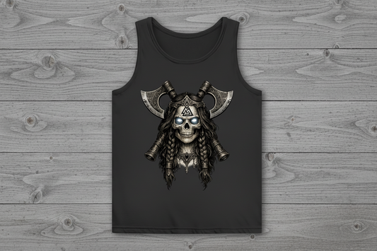 Damen Basic Tank Top Valkyrie-Schädel mit Axtkreuz