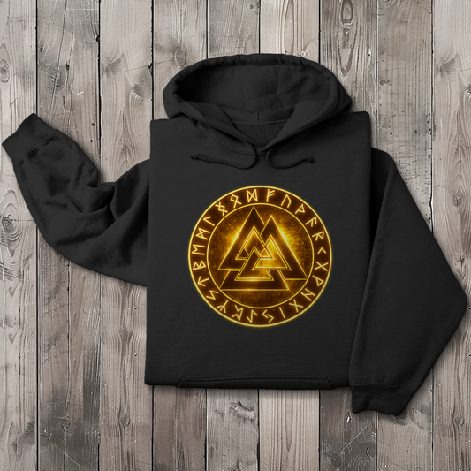 Herren Hoodie Glühende Valknut mit Runenring