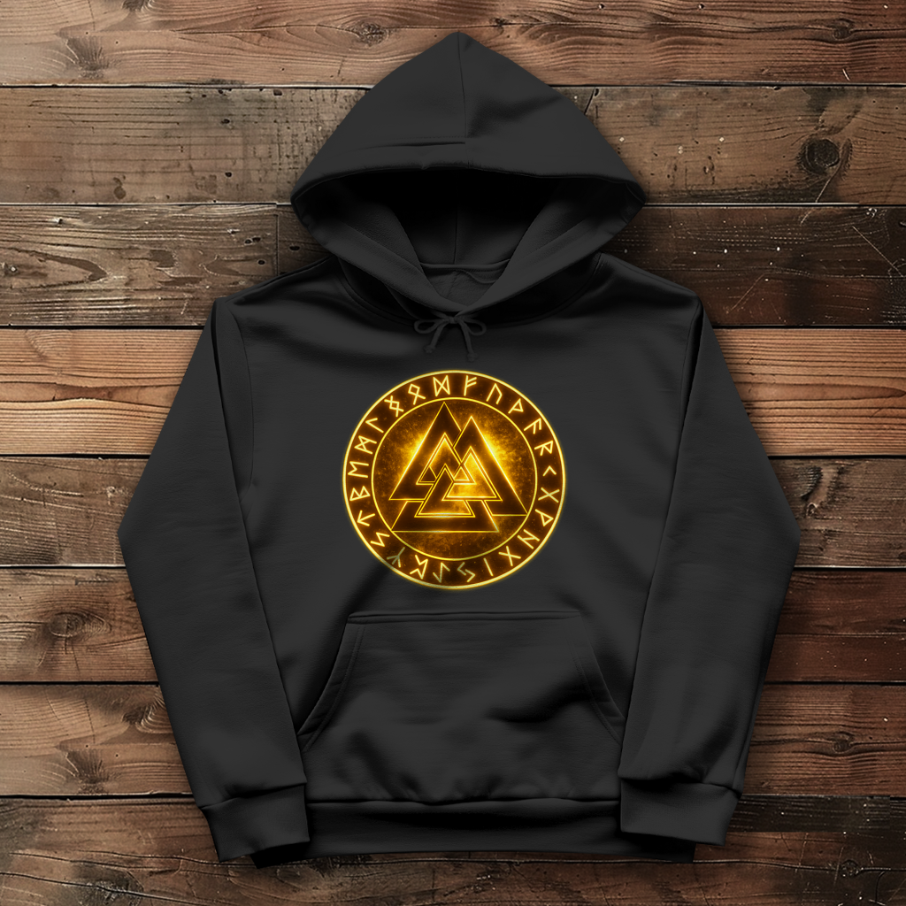 Damen Hoodie Glühende Valknut mit Runenring