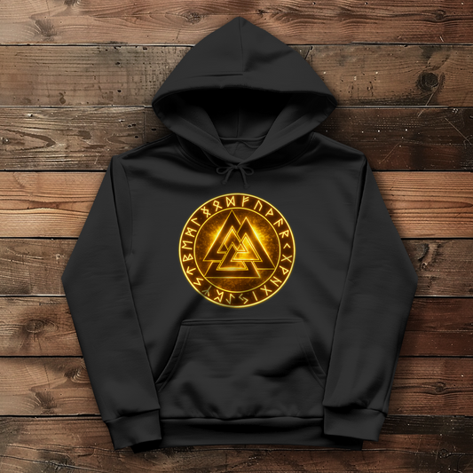 Damen Hoodie Glühende Valknut mit Runenring