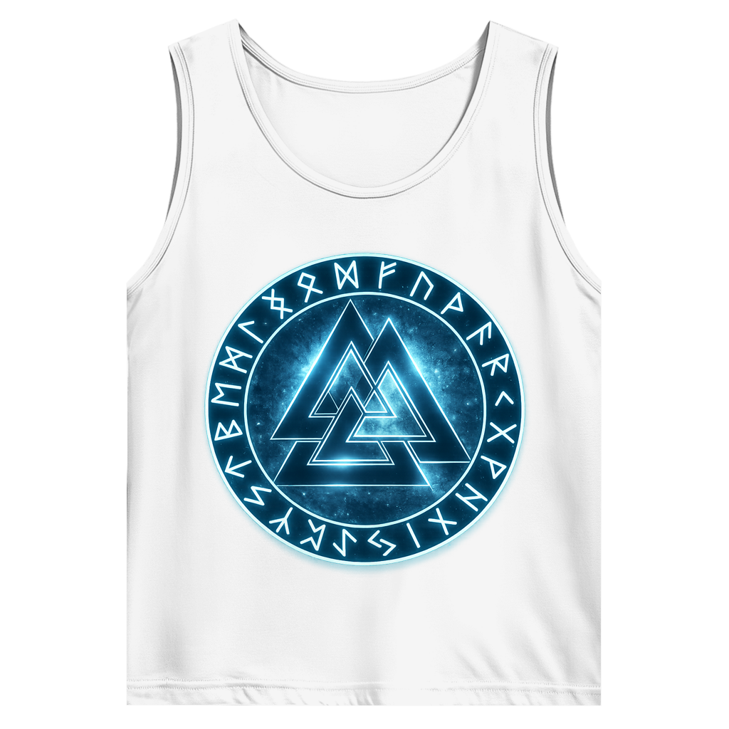Herren Basic Tank Top Blauer Valknut mit Runenkreis