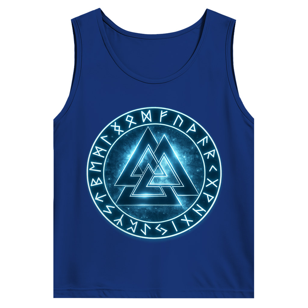 Herren Basic Tank Top Blauer Valknut mit Runenkreis