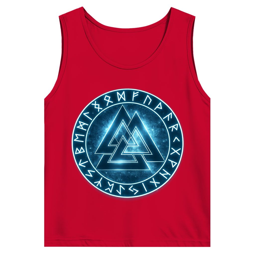 Herren Basic Tank Top Blauer Valknut mit Runenkreis