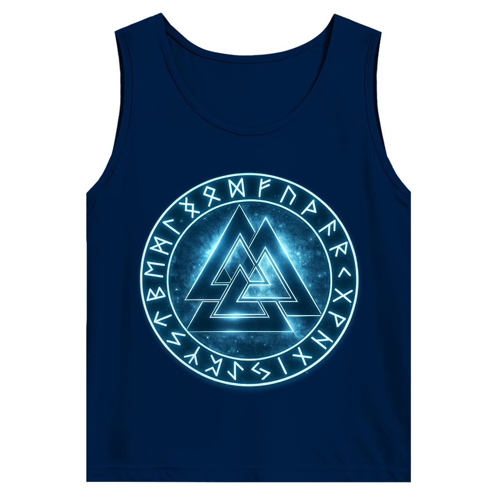 Herren Basic Tank Top Blauer Valknut mit Runenkreis
