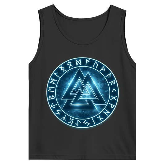 Herren Basic Tank Top Blauer Valknut mit Runenkreis