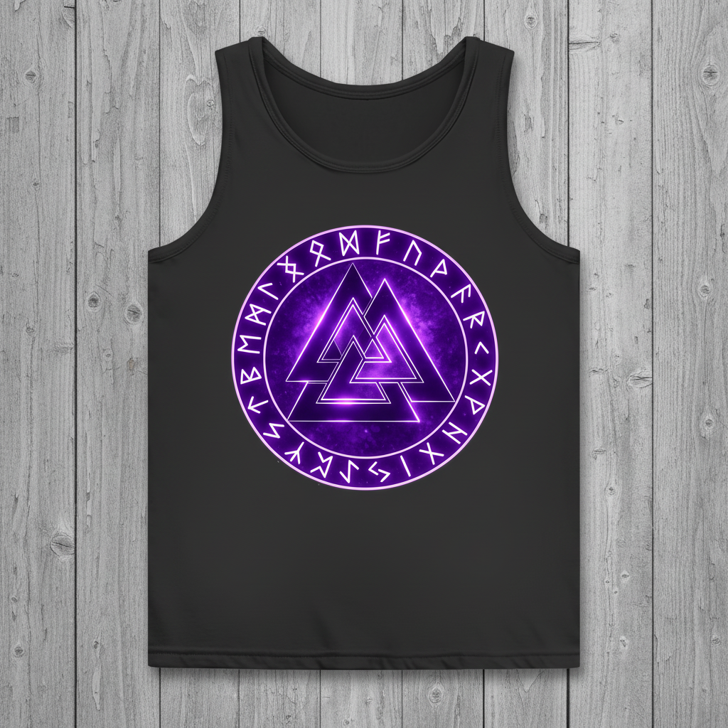 Damen Basic Tank Top Leuchtender Valknut mit runen Umkreis