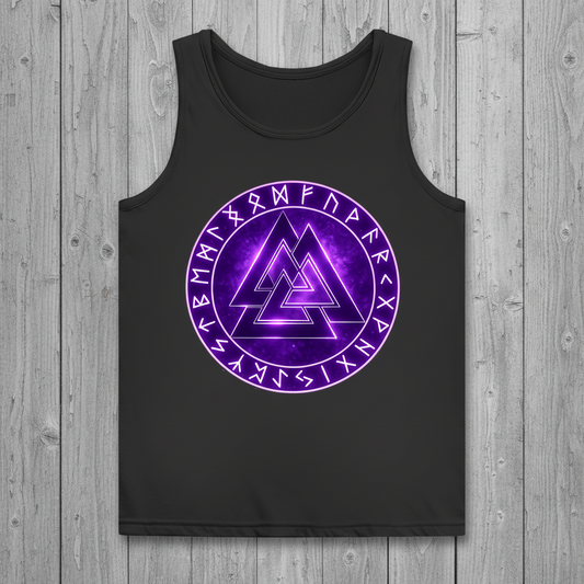 Damen Basic Tank Top Leuchtender Valknut mit runen Umkreis