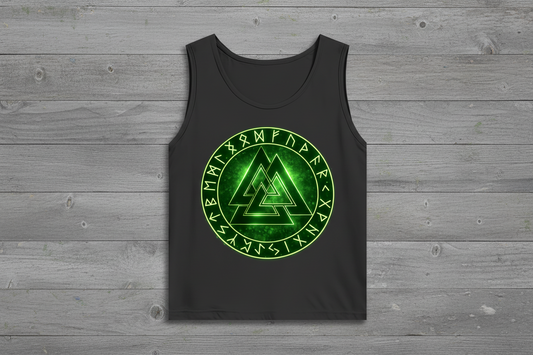 Herren Basic Tank Top Leuchtendes Valknut mit Runenkreis