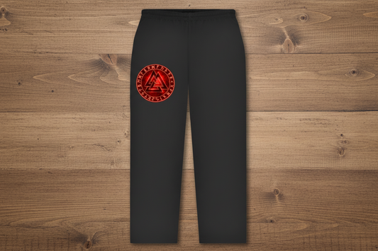 Oversize Sweatpants Leuchtendes Valknut mit Runenkreis rot