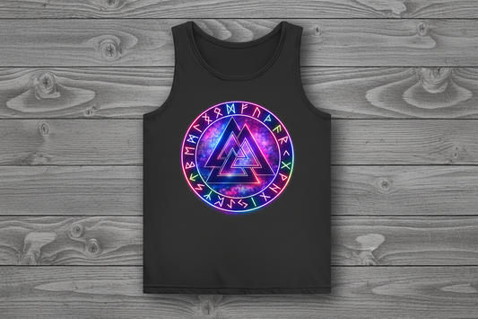 Damen Basic Tank Top Leuchtender Valknut mit Runenring bunt