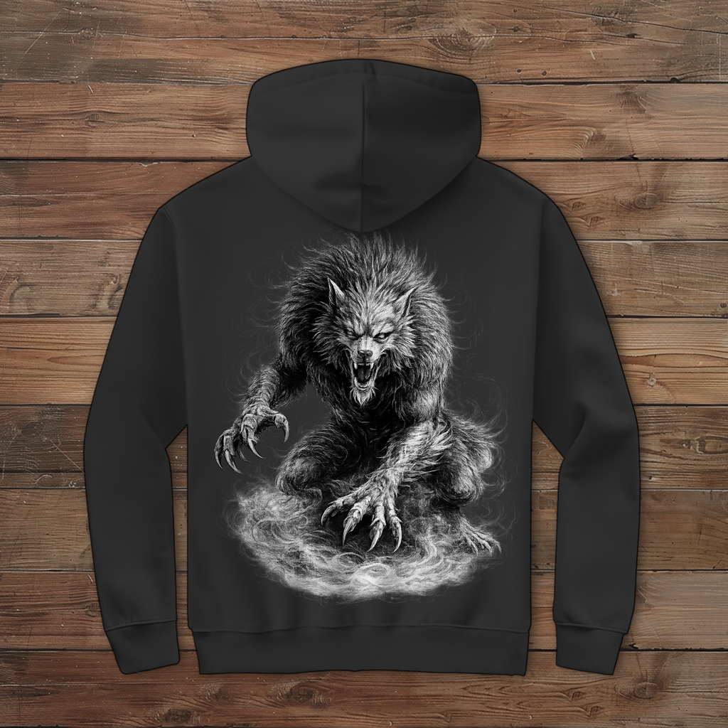 Herren Zipper Hoodie Der brüllende Werwolf