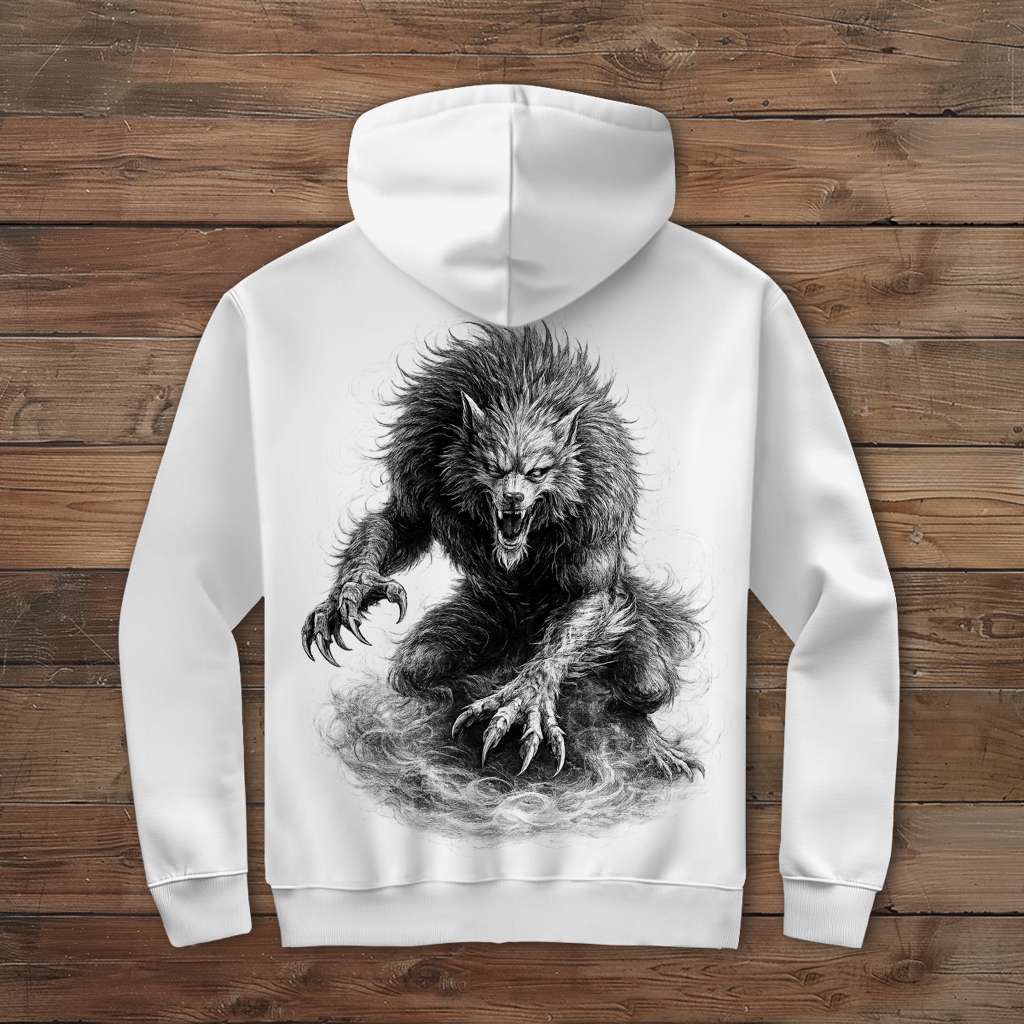 Herren Zipper Hoodie Der brüllende Werwolf