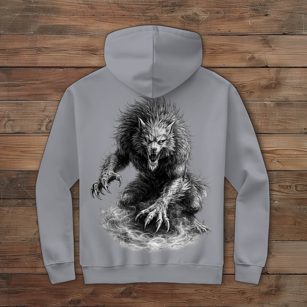 Herren Zipper Hoodie Der brüllende Werwolf