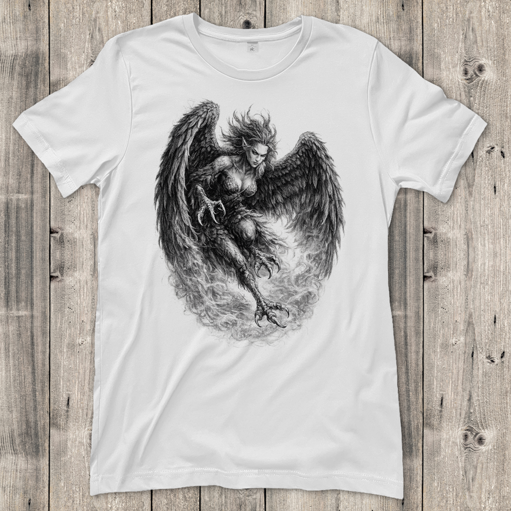 Damen T-Shirt Kampfbereit Harpyie in Bewegung