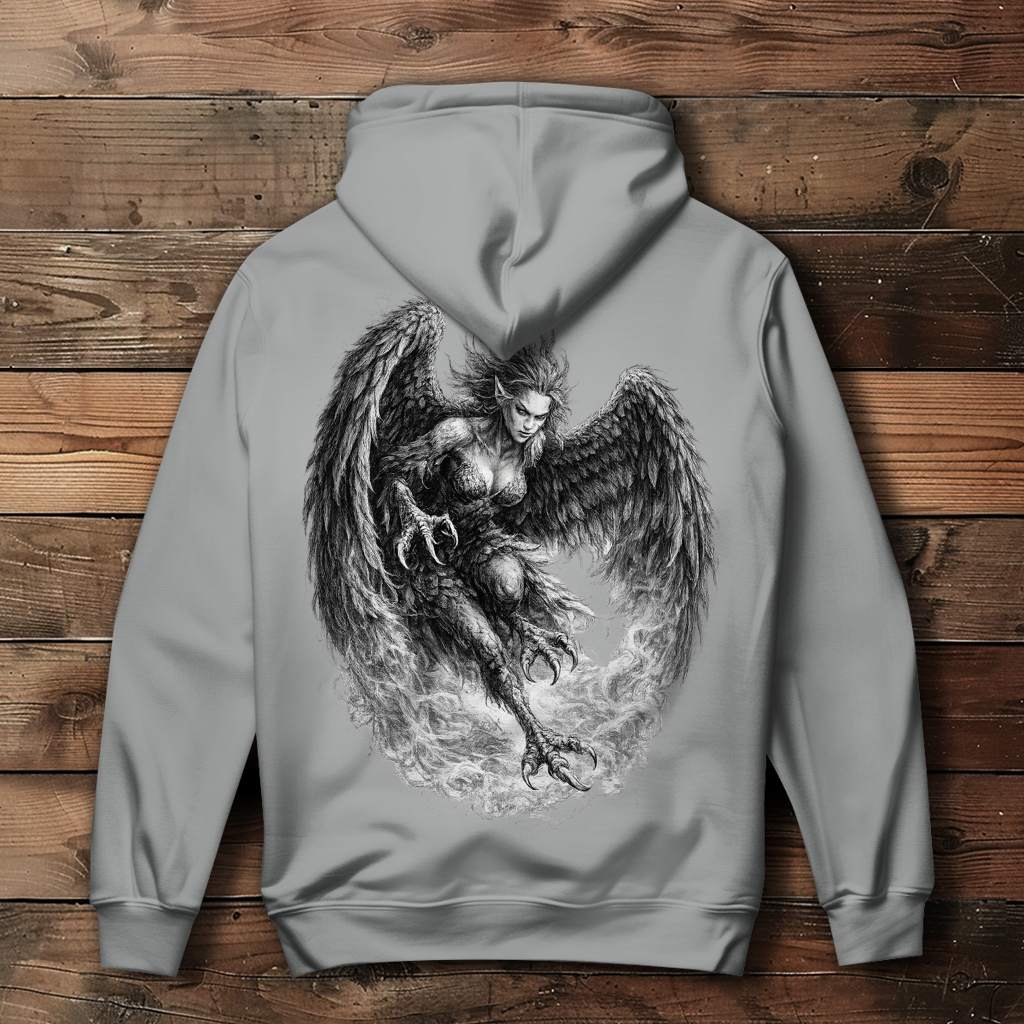 Damen Hoodie Kampfbereit Harpyie in Bewegung