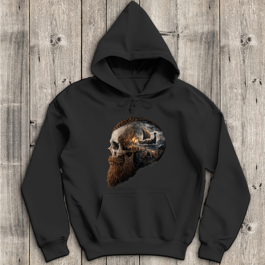 Herren Hoodie Kopf eines Wikingerkriegers im Sturm