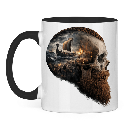 Tasse zweifarbig Kopf eines Wikingerkriegers im Sturm