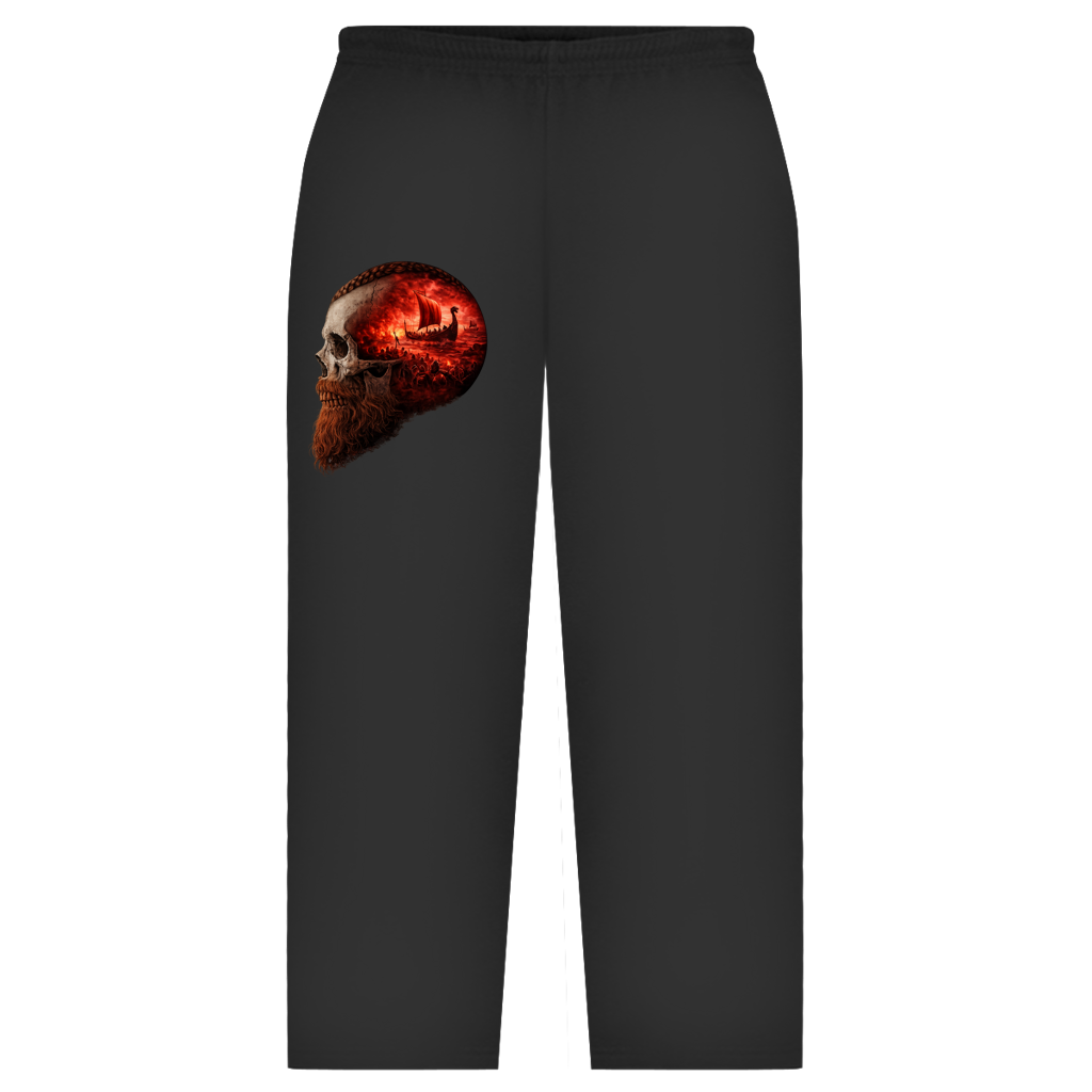 Oversize Sweatpants Kopf eines Wikingerkriegers im Sturm rot