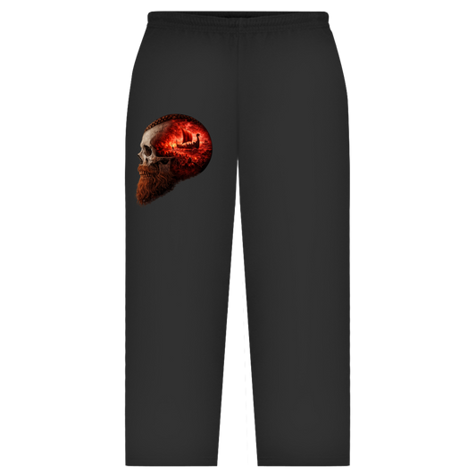 Oversize Sweatpants Kopf eines Wikingerkriegers im Sturm rot