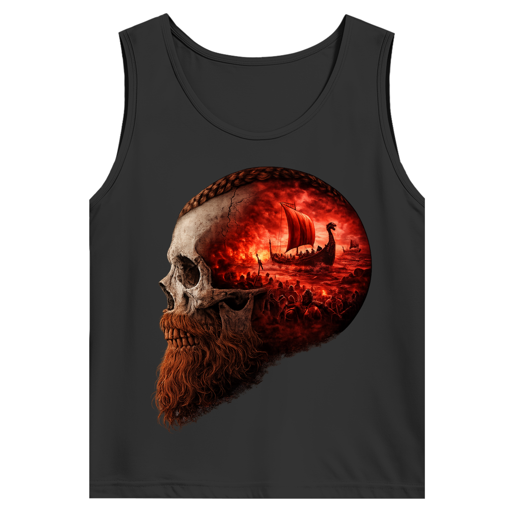 Herren Basic Tank Top Kopf eines Wikingerkriegers im Sturm rot