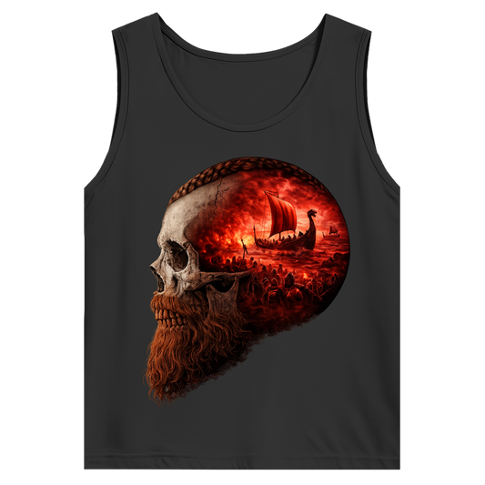 Herren Basic Tank Top Kopf eines Wikingerkriegers im Sturm rot
