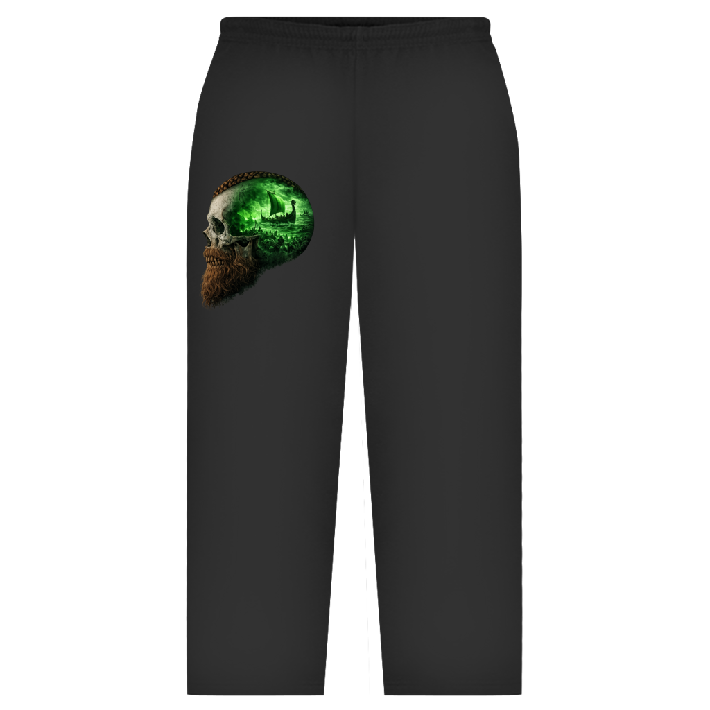 Oversize Sweatpants Kopf eines Wikingerkriegers im Sturm grün