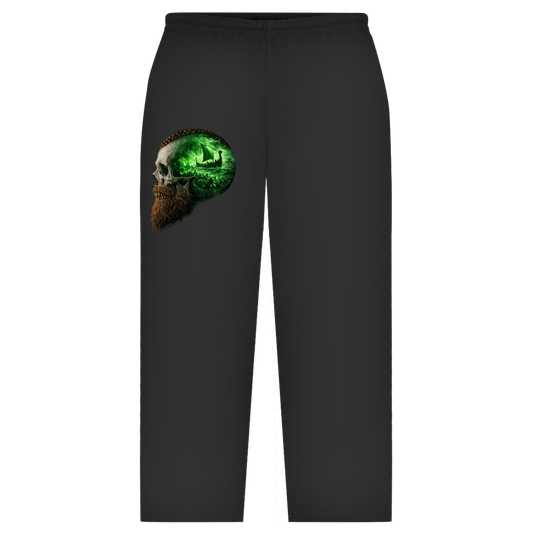 Oversize Sweatpants Kopf eines Wikingerkriegers im Sturm grün
