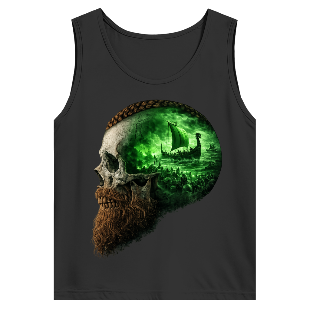 Herren Basic Tank Top Kopf eines Wikingerkriegers im Sturm grün