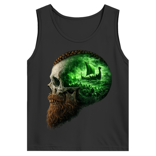 Herren Basic Tank Top Kopf eines Wikingerkriegers im Sturm grün